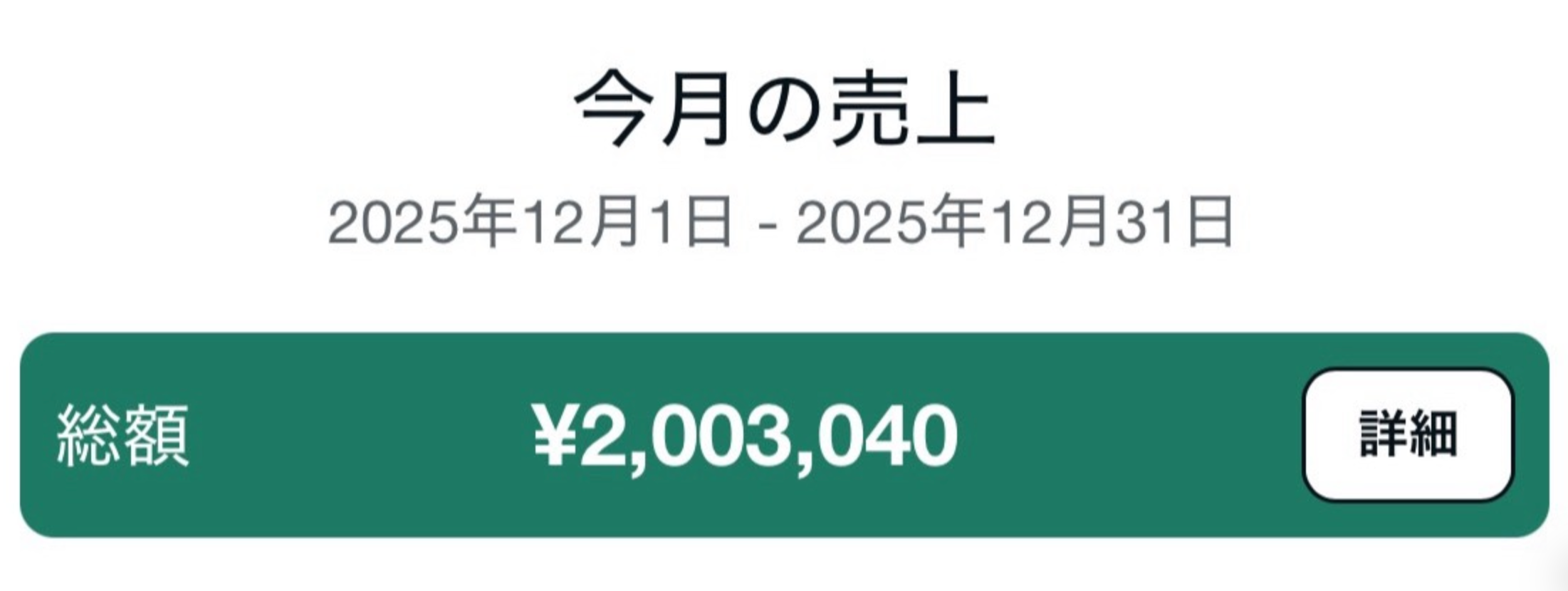 今月の売上 ¥2,003,040